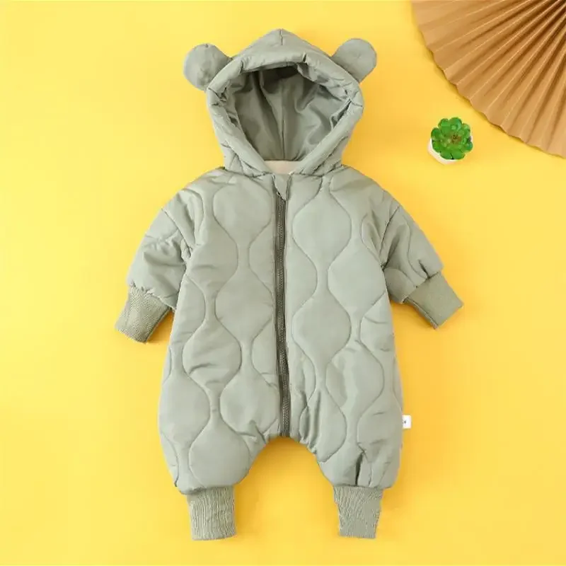 Newborns Hooded Jumpsuit Winter Boys Girls Overalls for Children Cotton Rompers Baby Clothes 0 24 Months Infants Bodysuits