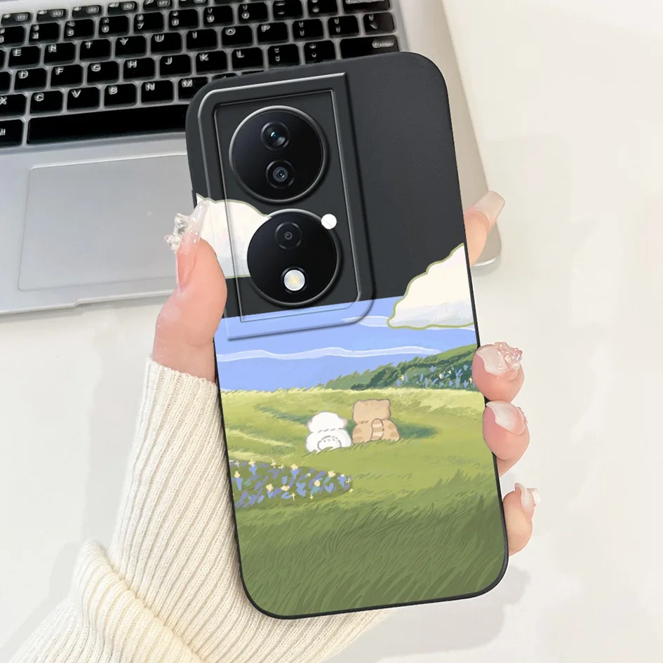 Cute Cartoon Astronaut Square Silicone Soft Case with Camera Lens Protection