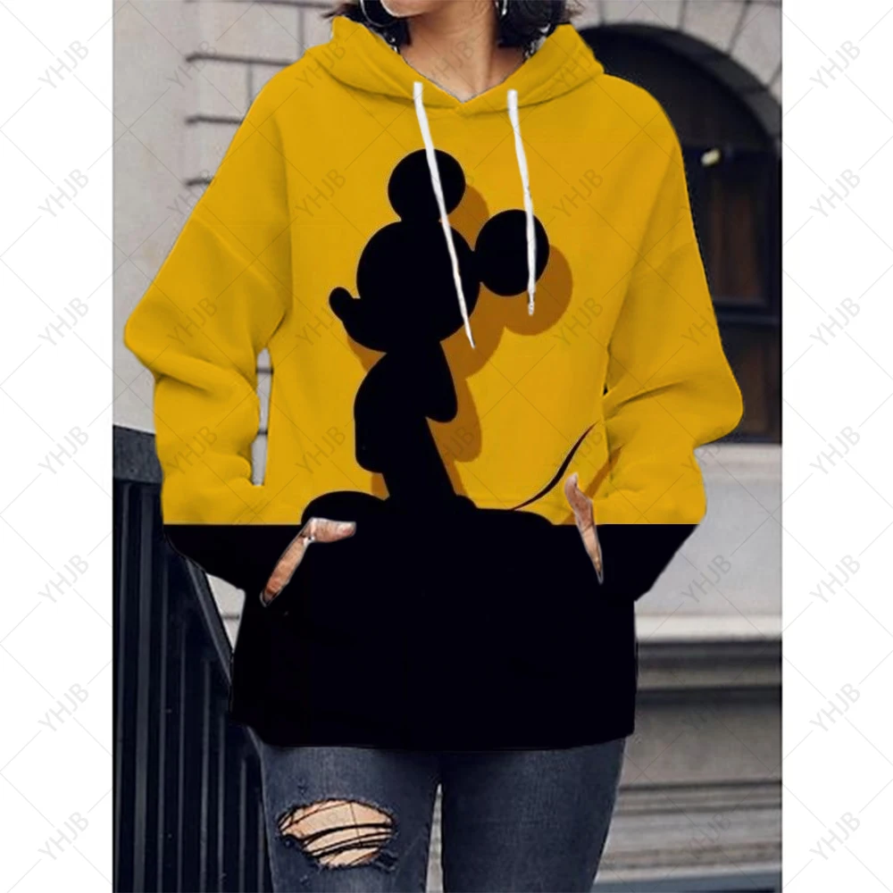 

Spring Autumn Disney Mickey Mouse Hoodie Women's 2023 Oversized Mickey Print Hooded Loose Top Women's Y2K Hooded