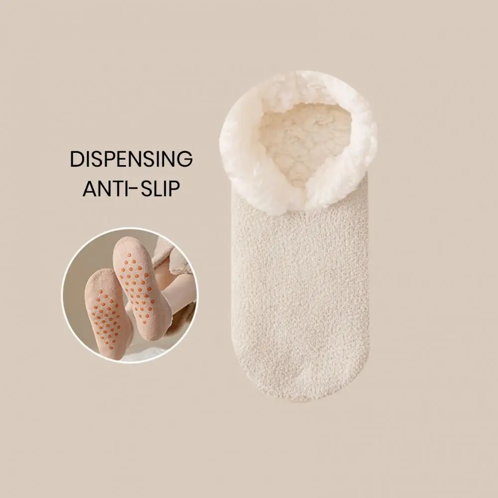 

Floor Socks Cozy Plush Lined Slipper Socks for Women Non-slip Indoor Winter Warmth Soft Thermal Home Shoes Fuzzy Lined Socks