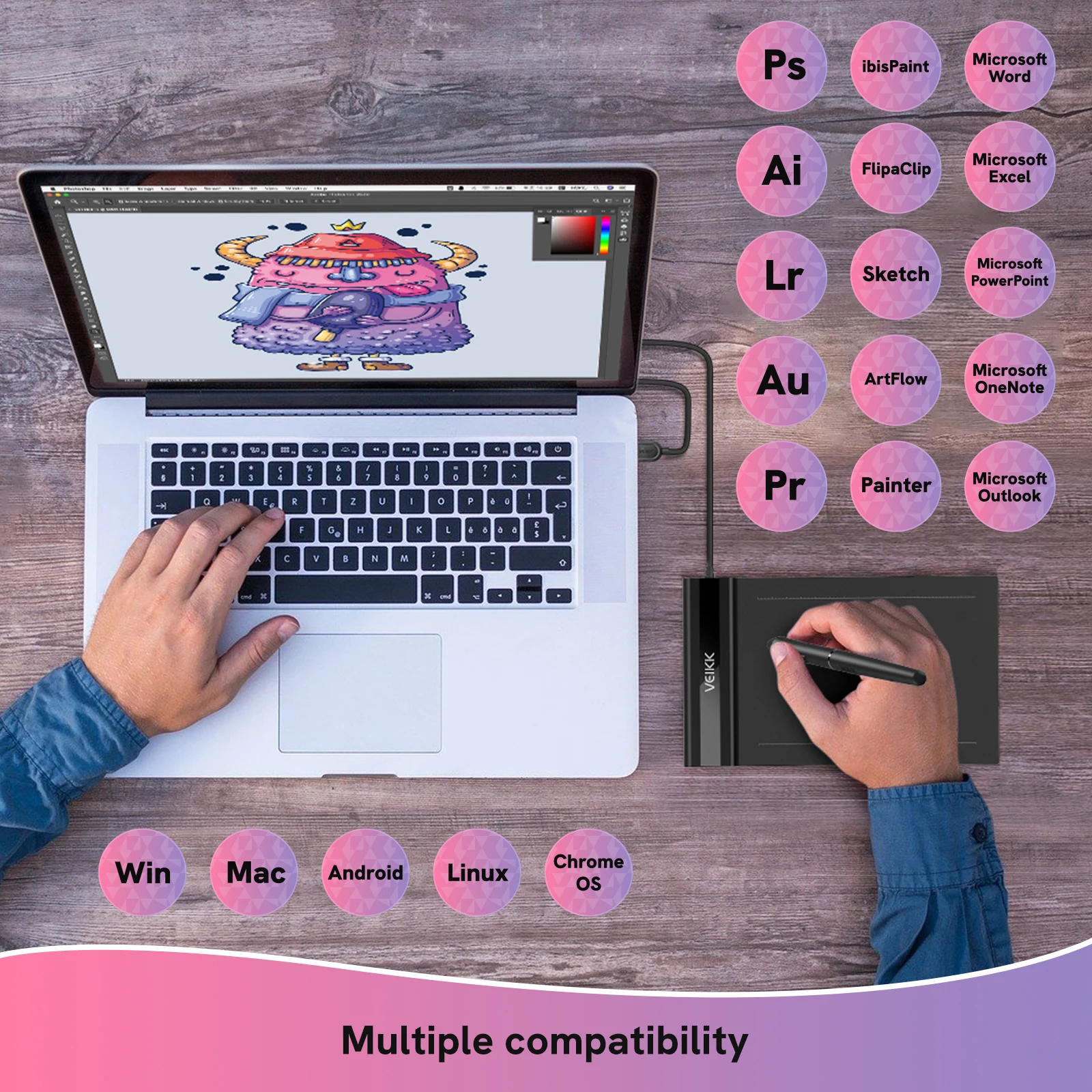 VEIKK S640 6x4 Inch Graphics Digital Drawing Tablet 8192 Level Battery-Free Pen Support Android Windows Mac for Education OSU - Image 3