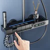 Luxury 4 Function Temperature Display Shower Set Wall Mount Piano Key Rainfall Hot Cold Shower Faucet Set For Bathroom 3