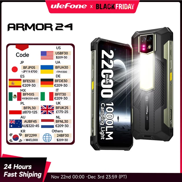 Ulefone Armor 24 Rugged Phone 22000mAh Up to 24GB+ 256GB 6.78 1