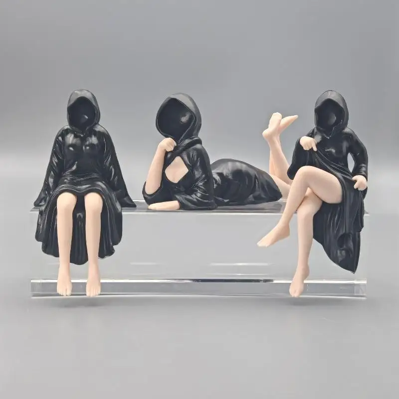 3D geheimnisvolle Statue Gothic schwarze Robe Königin Figur Bücherregal Skulptur gruselige sitzende Statuen Desktop Ornamente Halloween Geschenke – Detail 8
