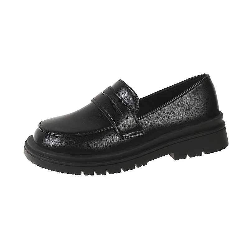 2023 Spring and Autumn New Boys Leather Shoes Children Britain Style Black Casual Shoes for Girls Performance Slip-on Loafers 6
