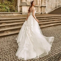 2025 Exquisite A Line Wedding Dresses Modern Appliques Lace Bride Gowns Sexy Cap Sleeve Tulle For Women Vestidos De Novia Boda 2