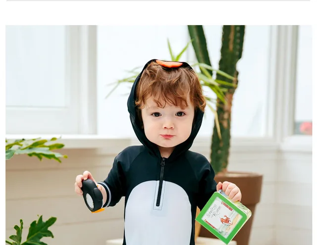 Costume Da Bagno Bambina UPF50+ Maniche Lunghe Con Cappuccio - Foto 5