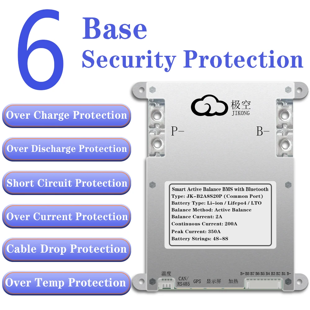 JK Smart Active Balance BMS 3S 4S 5S 6S 7S 8S 12V 24V 100A 200A JKBMS For Li-ion Lifepo4 Protection Balancing Board Bluetooth BT battery accessories
