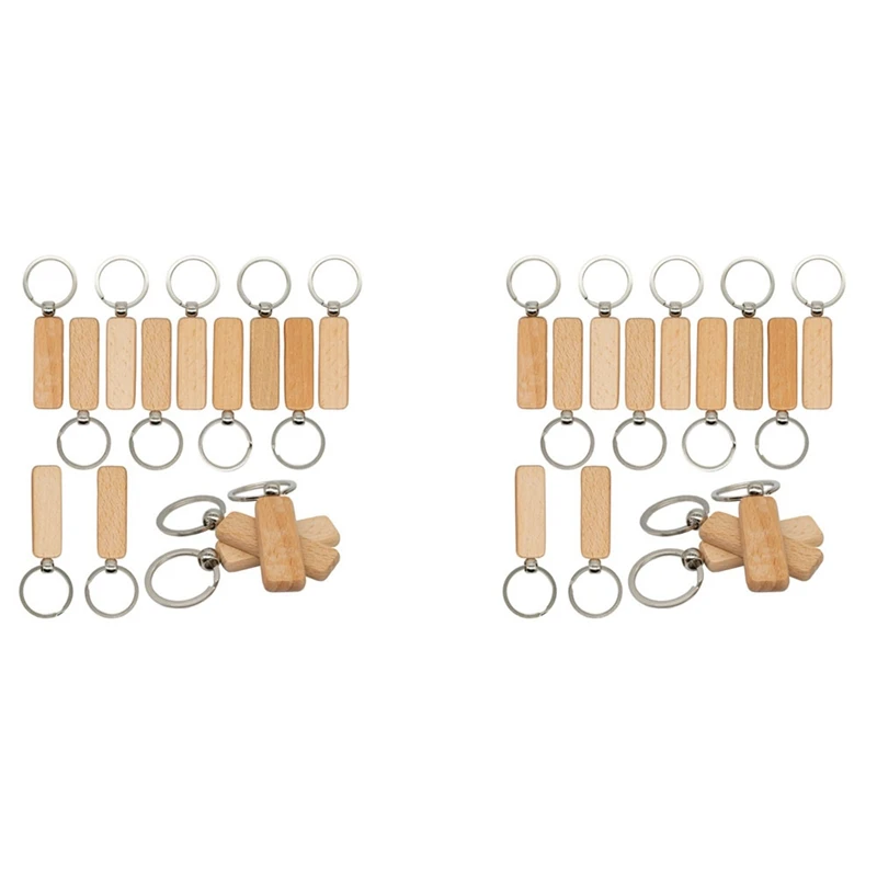 

Wood Engraving Blanks Rectangle Blank Wooden Key Chain Wood Blanks For Keychains 40 Pack (Width:0.7 Inch)