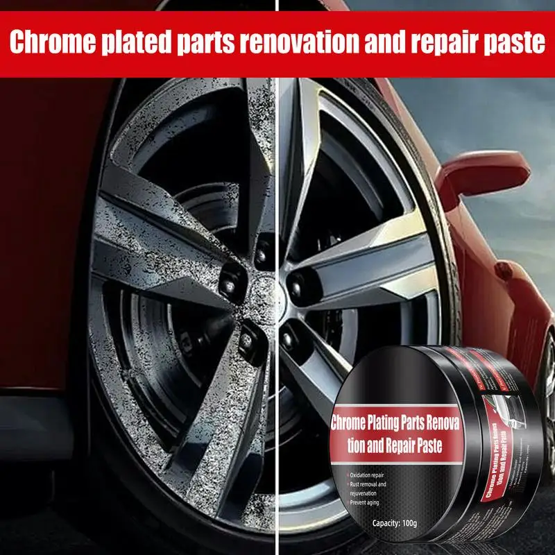 100g Chrome Cleaner and Polish Chrome Reconditioning Cream Automotive Tarnish Remover Repair Agent for Door Handle Window Strip