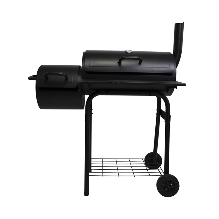 Велика зона приготування бочка барбекю коптильня барбекю вугільний гриль зі зміщеним коптильником на відкритому повітрі для кемпінгу чорний