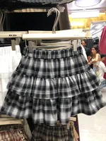 High Waist Plaid Cake ort Skirt for plus Size Women Spring Summer New Sle f Body Skirt with Lace Hemline College Sle - Image 3