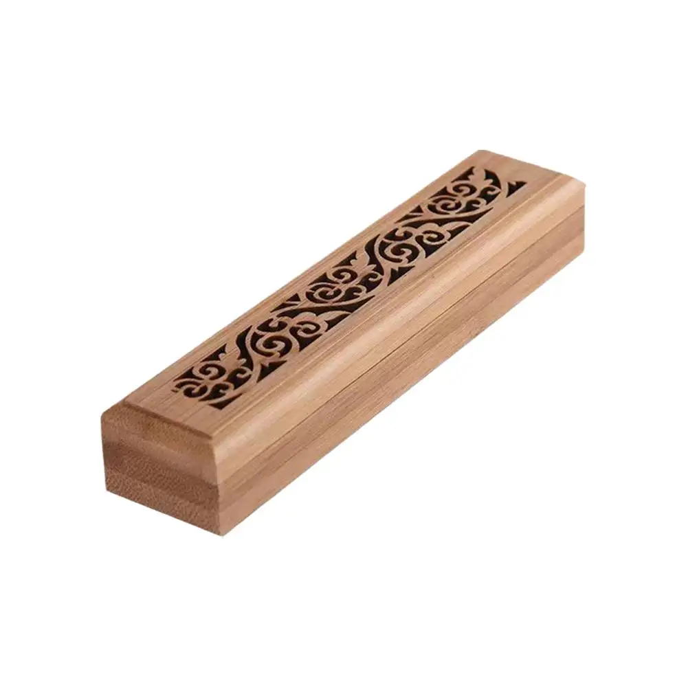 Natürlicher Bambus-Räucherstäbchenhalter mit Ablageplatte, Aromatherapie-Holzbox zur Aufbewahrung von Räucherstäbchen, ausgehöhlte Räucherstäbchenbox – Detail 1
