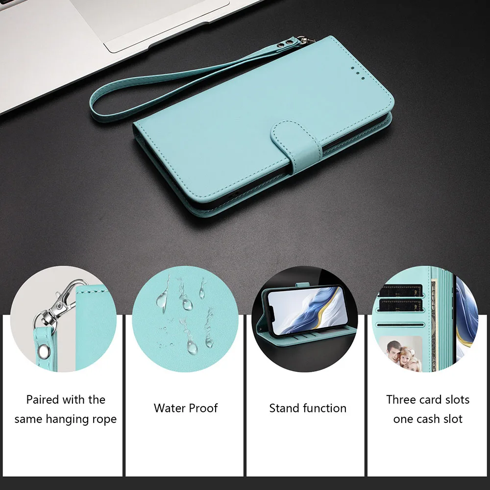 Solid Color Leather Flip Wallet Phone Case