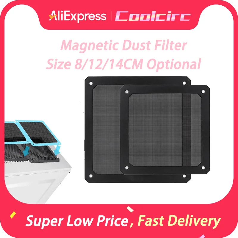 Dust Filter COOLCIRC Magnetic Frame Dust Filter 8/12/14CM Computer Case Cooling Fan Power Supply Chassis Dustproof Cover Chassis Net Guard