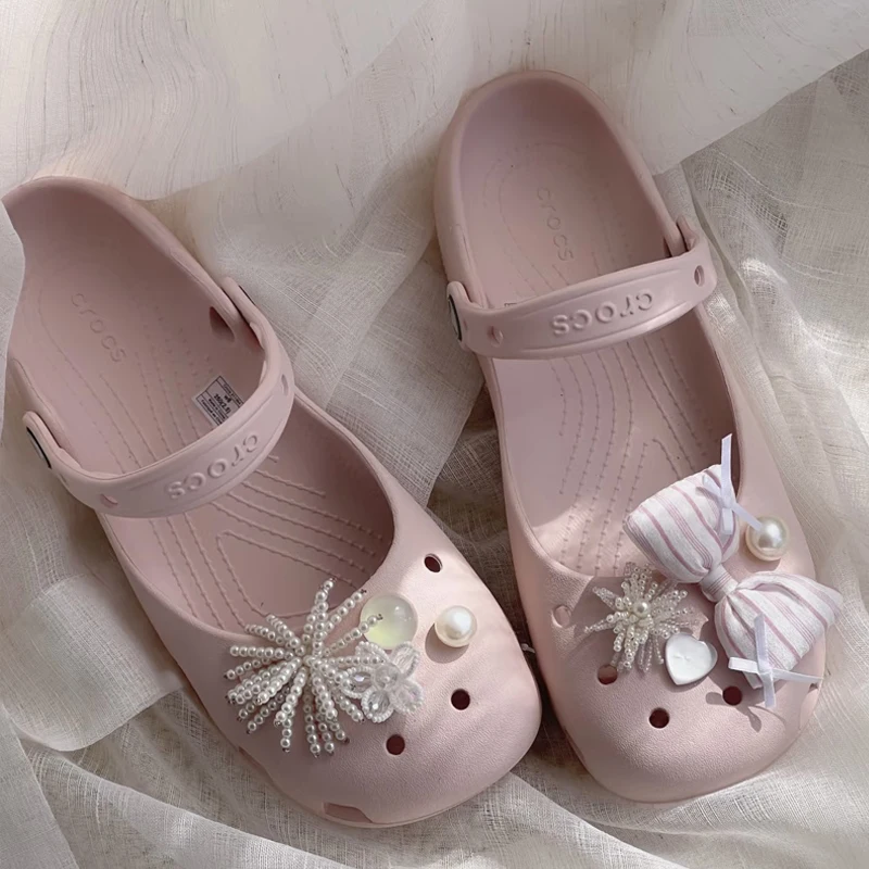 Neues Set Damen Retro Ballettschuh-Charms Modische Einfache Blumen-Schuh-Charms DIY Metall-Blumen-Schuh-Dekorationen 1 Set – Detail 4