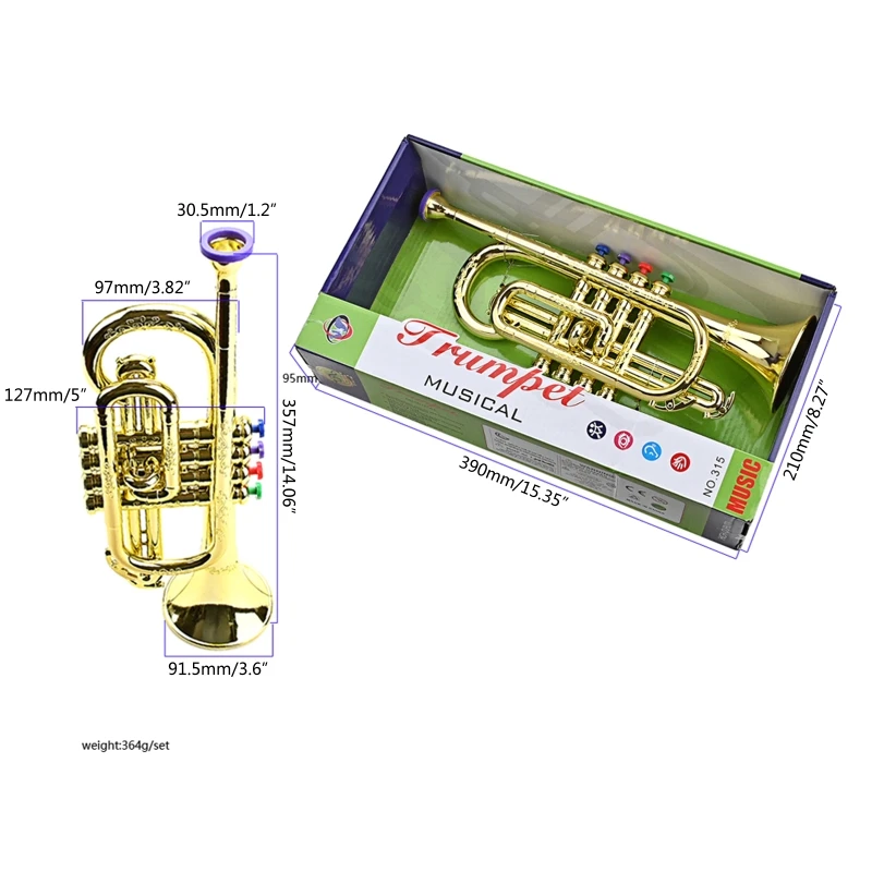 1Pcs Trumpet for Kids, Plastic Trumpet Toy Musical Instrument Toy Early Educational for Boys Girls 24BD