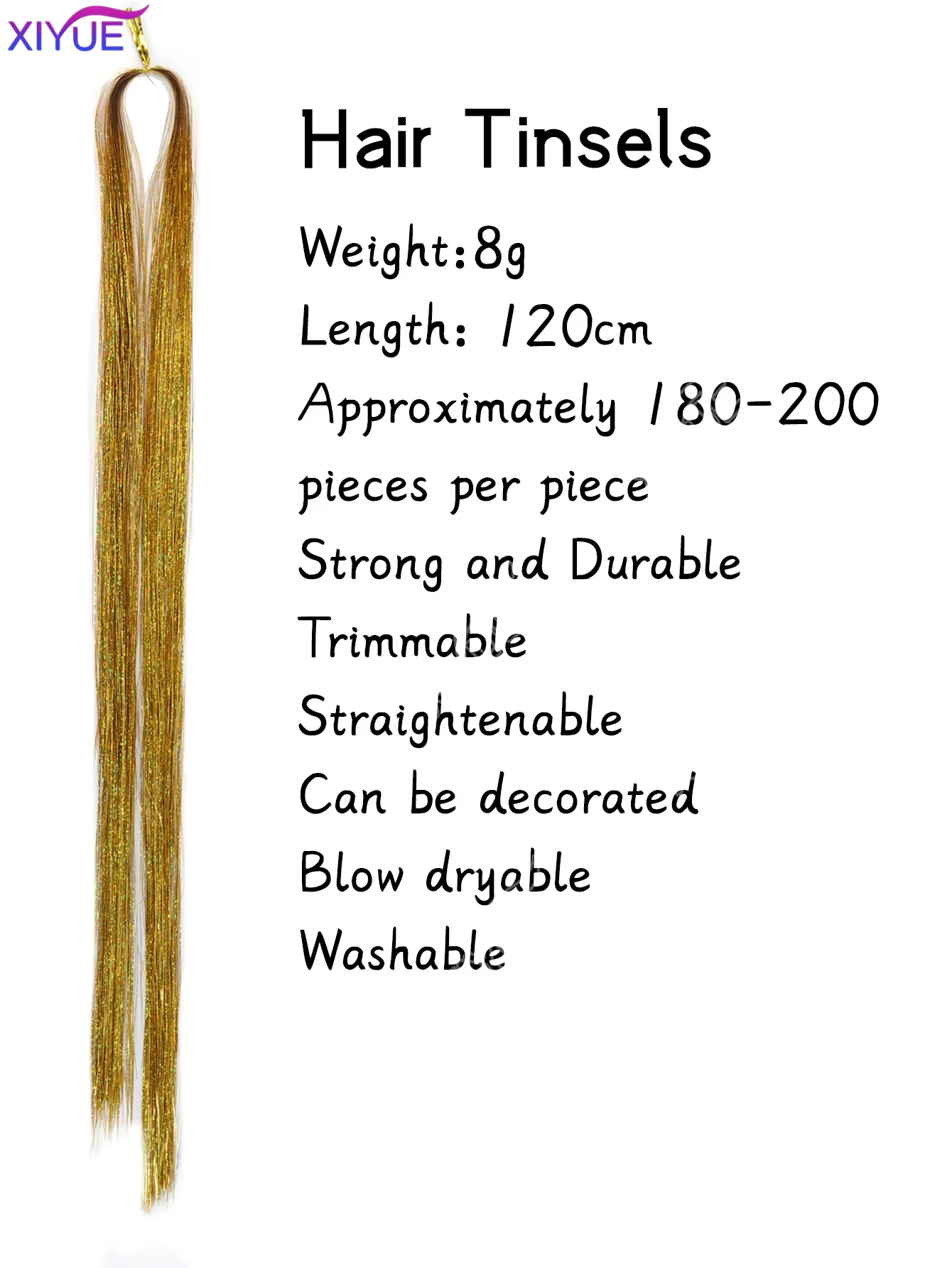 Sparkle Shiny Hair Tinsel Rainbow Strands Dazzles Women Hippie for Braiding Headdress False Hair Extensions Decor Glitter Strips