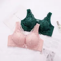 Women Elegant Plus Size Lace Bra No Underwire Comfortable Stylish 3/4 Cup Seamless Bralette Summer Thin Pregnant Maternity Bra 1