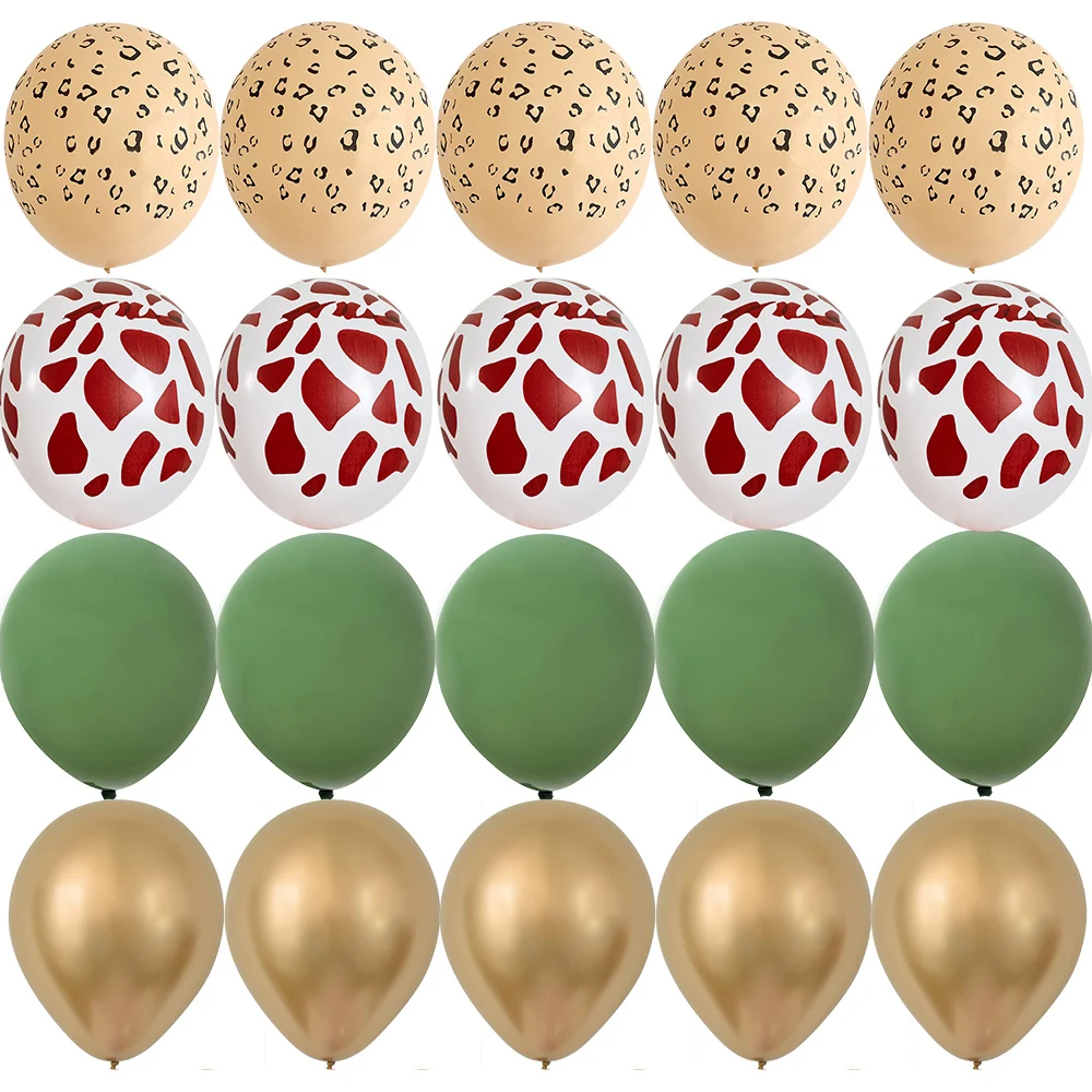 20 Stück 12 Zoll Tiger/Leopard/Giraffe Muster Ballon Set für Kinder Wildtier Dschungel Safari Geburtstag Party Dekoration Lieferungen