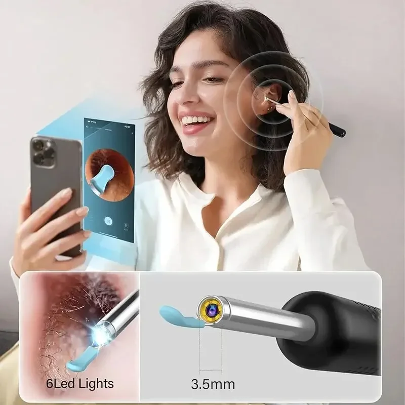 Smart Visual Ear Cleaner With Camera 6 LED Lights 4.0mm Lens Ear Wax Removal Tool 800W Pixel HD Camera Ear Endoscope Earpick
