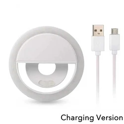 USB Rechargeable LED Selfie Ring Light with Clip Attachment (WHITE)