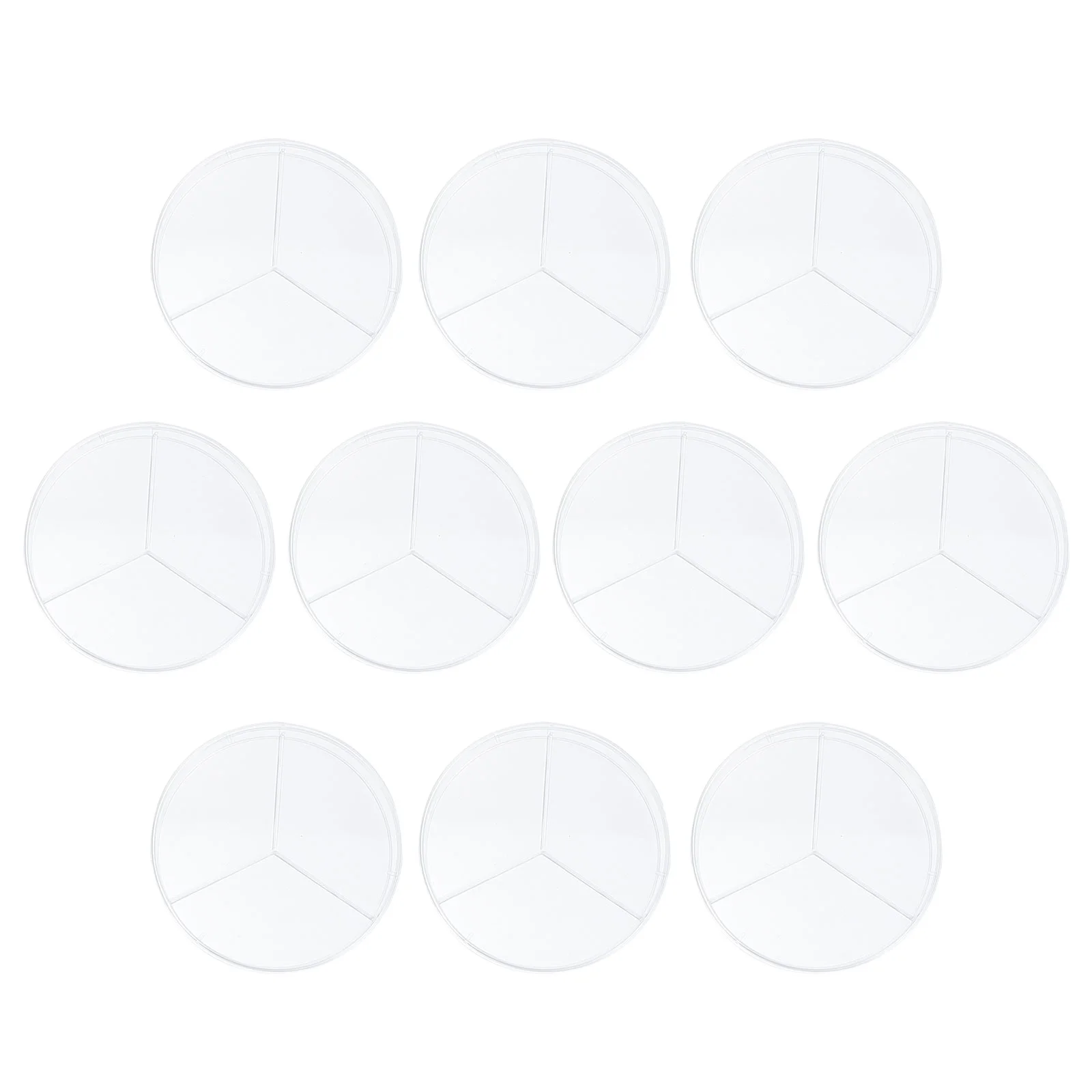 

10 Pcs Cell Culture Dish Transparent Dishes Petri Plates Three Compartments Labs with Lids
