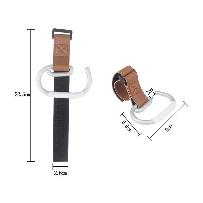 PU Leather Stroller Hooks Rotate 360 Degrees Multifunctional Leather Hooks For Bags Stroller Accessories Christmas Gift
