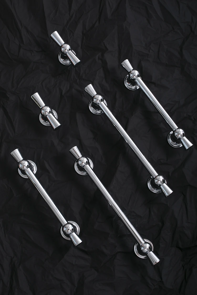 Armário de cozinha cromado brilhante Hardware Alças
