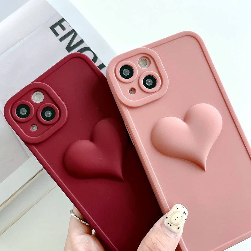 Soft Silicone Love Heart Phone Case For iPhone 11 12 13 Pro Max Matte