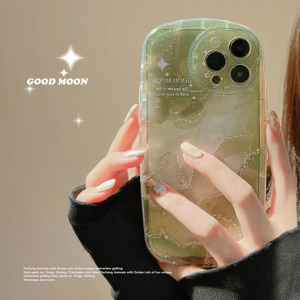 Custodia Per Telefono Trasparente Green Starry Sky Shine Star River Per Iphone 14 13 11 12 Pro Max 14 Plus Custodia Cute Sweet Cartoon Cover