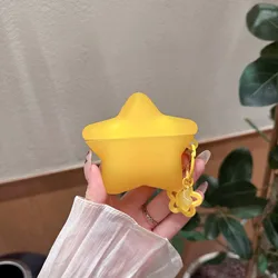 3D Luminous Stars Silicone Wireless Earphone Protective Case with Clip for Freebuds 5i or 6i (Yellow)
