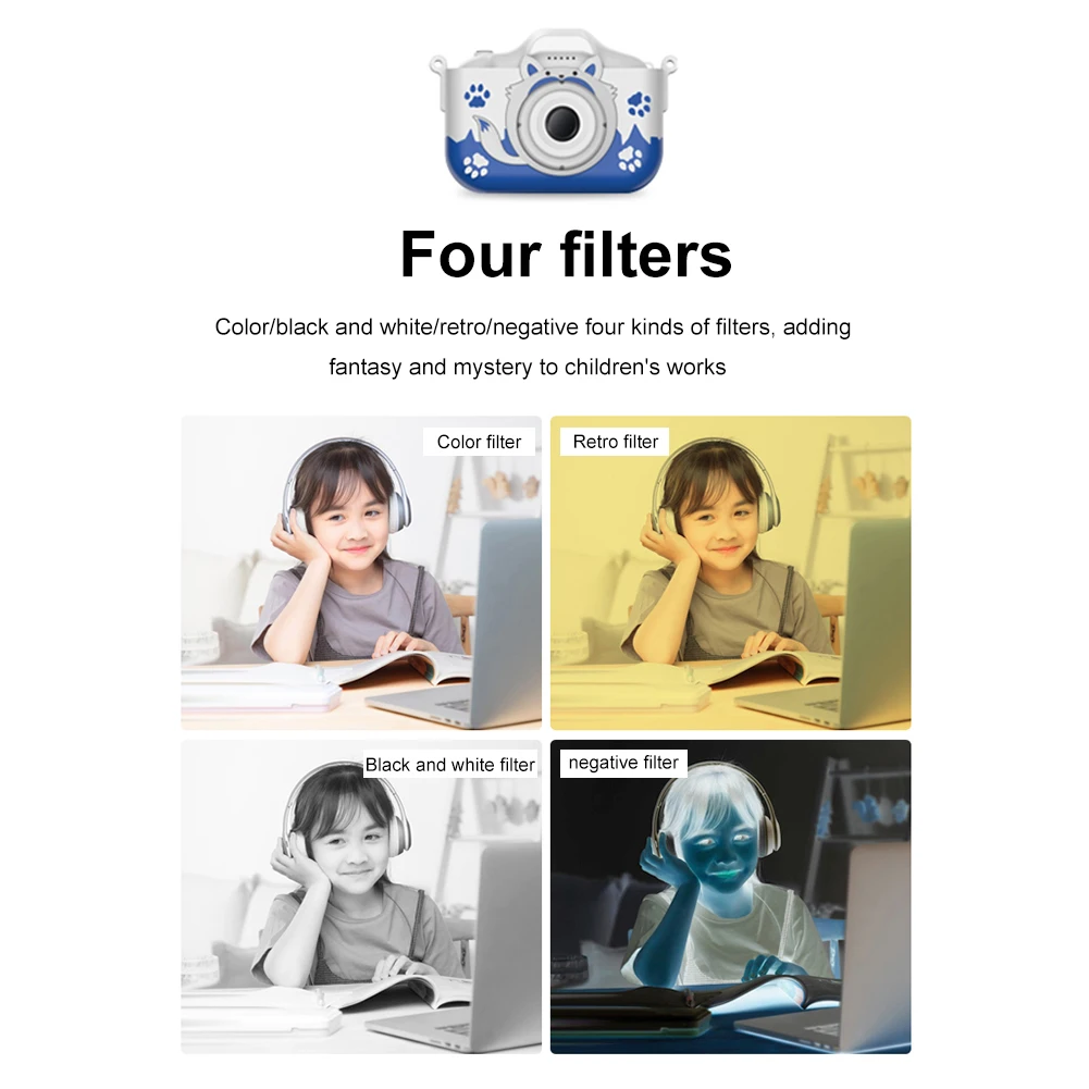 40MP Children Kids Camera Dual Lens HD Kids Digital Camera 2.0 Inch IPS Screen Video with Lanyard Educational Toys digital camera