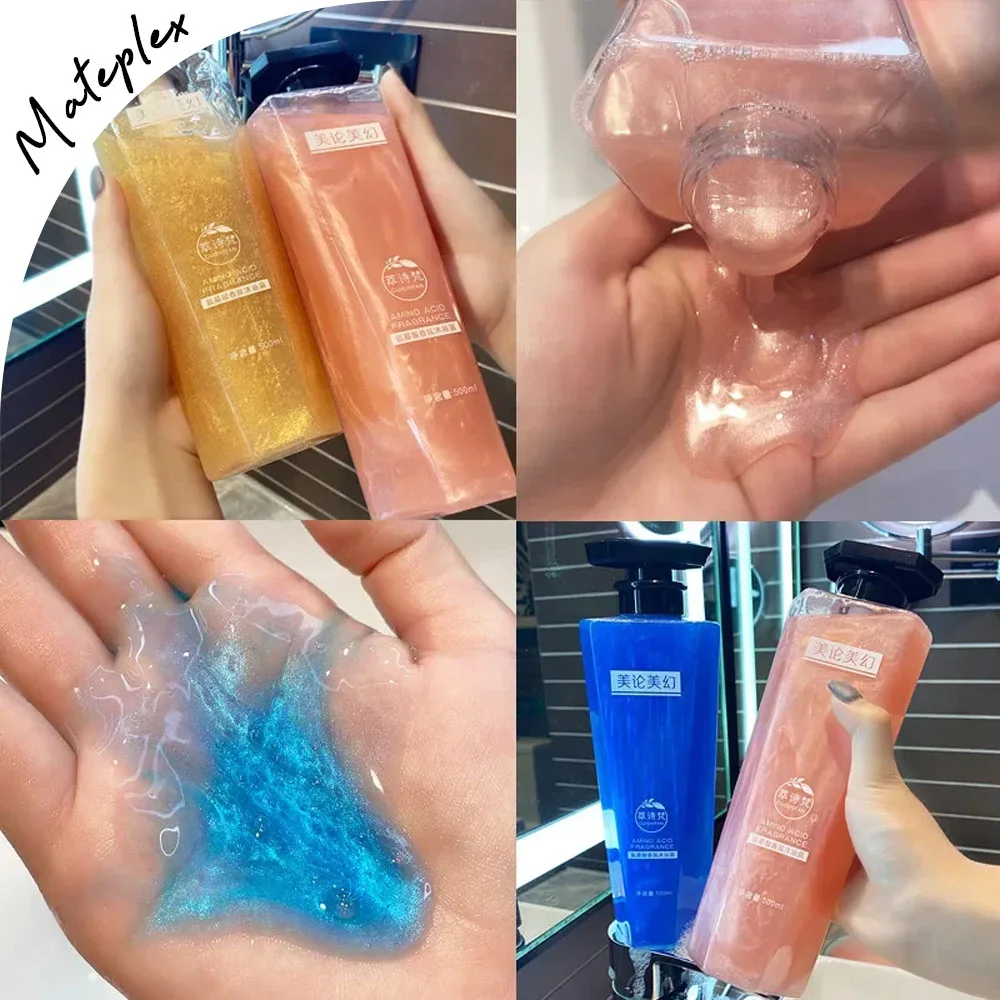 500ml Star Shining Flowing Sand Perfume Body Wash Cream Moisturizing Perfume Shower Gel Amino Acid Fragrance Shower Gel