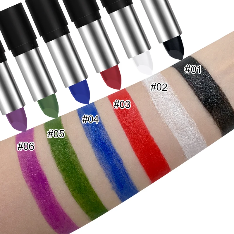 6 Colors Face Body Paint Stick Cream Eyeblack Tube Black Body Painting Blendable Sticks For Halloween Cosplay Joker Makeup 3