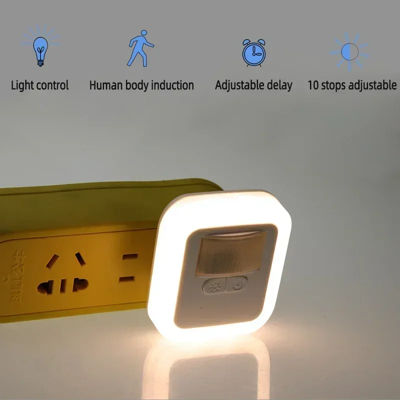 LED Smart Night Light with Motion and Sound Sensors - Adjustable Brightness Decorative Lamp for Bedroom and Staircase
