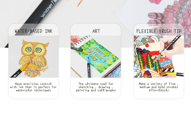sunacme Art Supplier Dual Brush Markers Pen 110 Artist Coloring Marker Set  Fi
