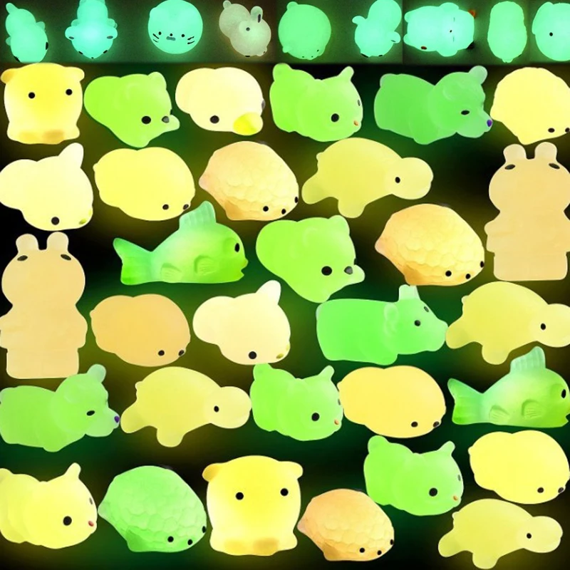 Mochi Squishy Toys Glow in The Dark Kawaii Animal Squishies Stress Relief Anxiety Toys Birthday Gifts Kids 10/30/50PCS squishy toys anti stress toy stress balls release pressure toy decompression toy fidget toys sensory toys stress relieving toy