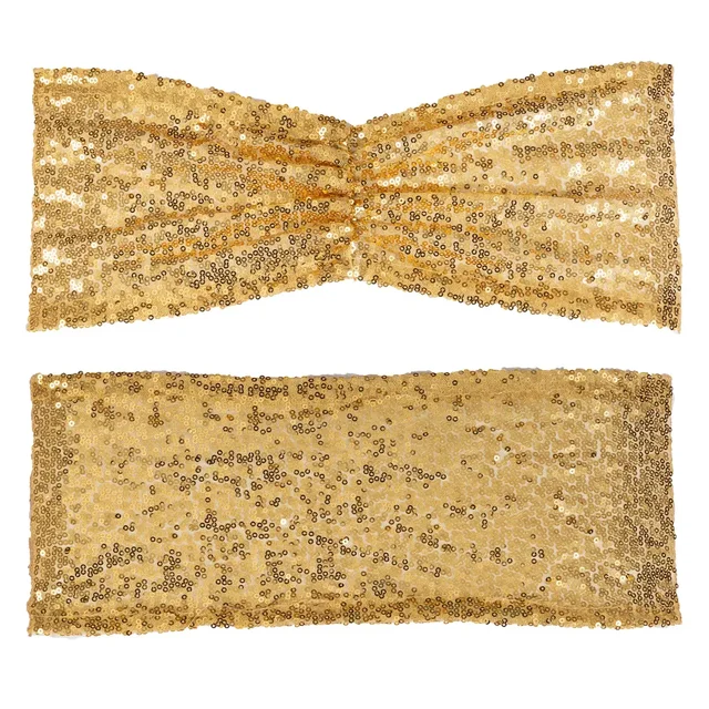 10/50PCS Fuchsia Gold Sequin Chair Sashes Folding Chair Covers Bow for Wedding Party Banquet Reception Decorations