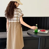 Robe deux pièces pour filles, robe gilet pour enfants, robe trapèze pour filles, robe longue élégante pour l'été 5