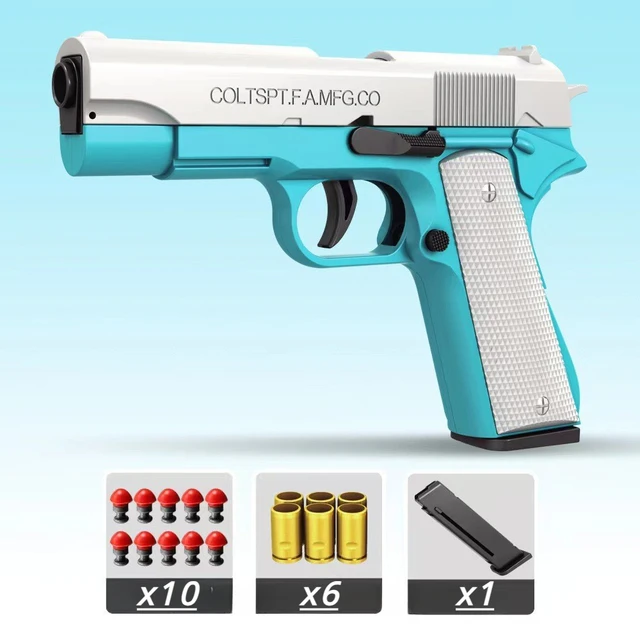 M1911 Colt Toy Gun Pistol Soft Bullet Shell Ejected Blaster Manual Airsoft Air Gun Launcher For Children Adults Shooting Games 2