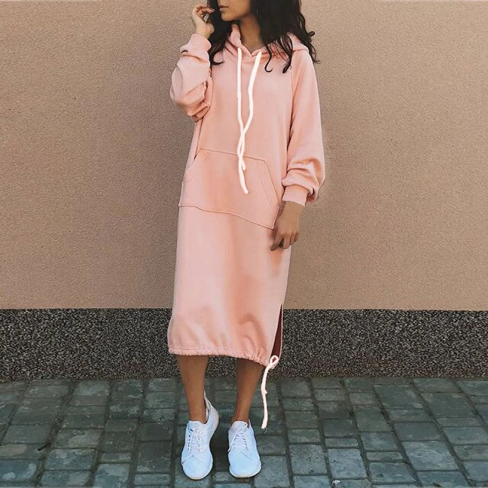 

Drawstring Sweatshirt Women's Hoodie Long Sleeve Solid Color Fleece Drawstring Winter Warm Sweater Women's Pullover Fleece Tops