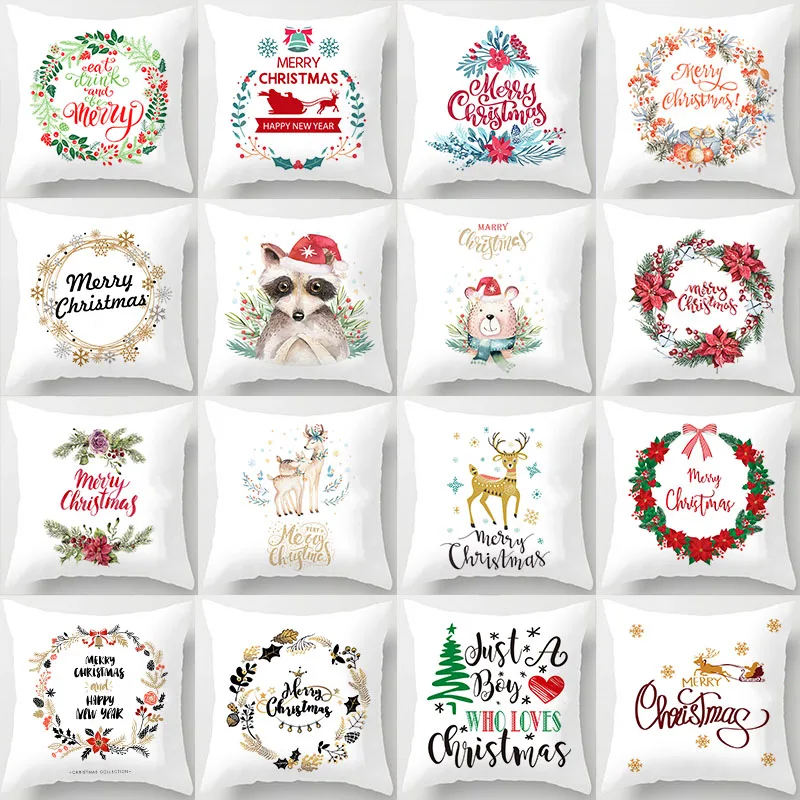 

Чехол-наволочка с оленем, цветами и елками, украшение на Рождество для дома 2021, рождественские украшения, новогодний подарок 2022