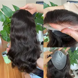 Human Hair Toupee Wig Long Touper For Men And Women HD Swiss Lace Thin Skin Base PU Toupee10 Γ 8Hairpieces 12inch 1B Black Color