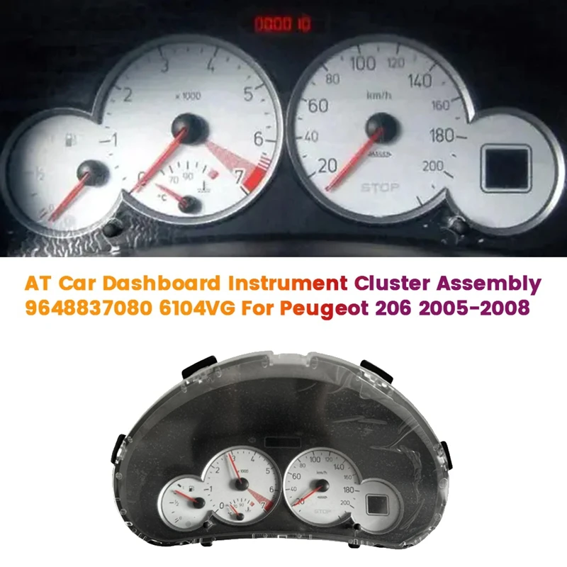 A10G-MT Car Fuel Instrument Cluster Assembly 9648837080 6104VG For Peugeot 206 2005-2008
