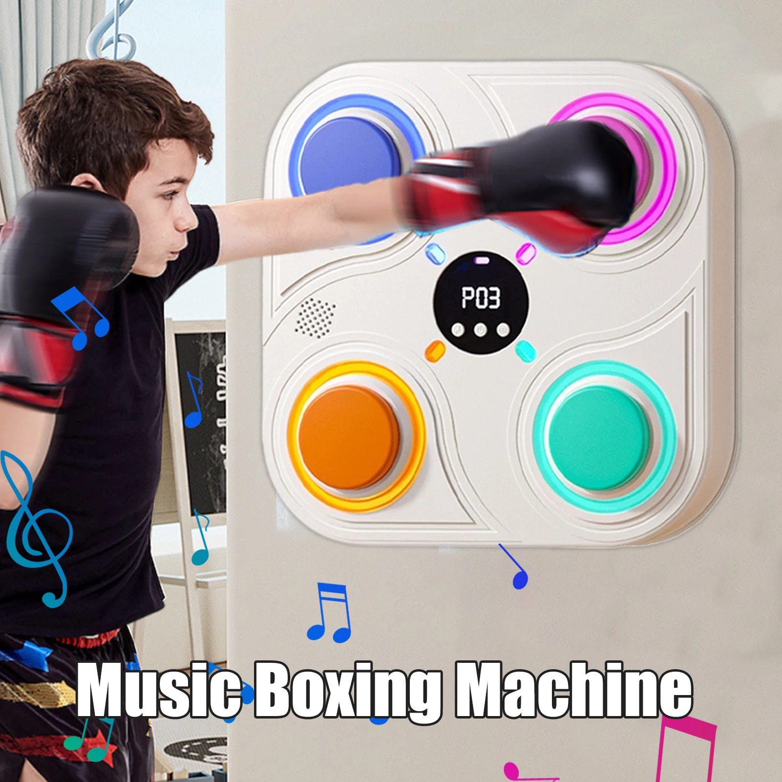 Boxing Music Workout Machine Wall Mounted Boxing Machine Punching With Gloves Light Sport Toy Training Trainer