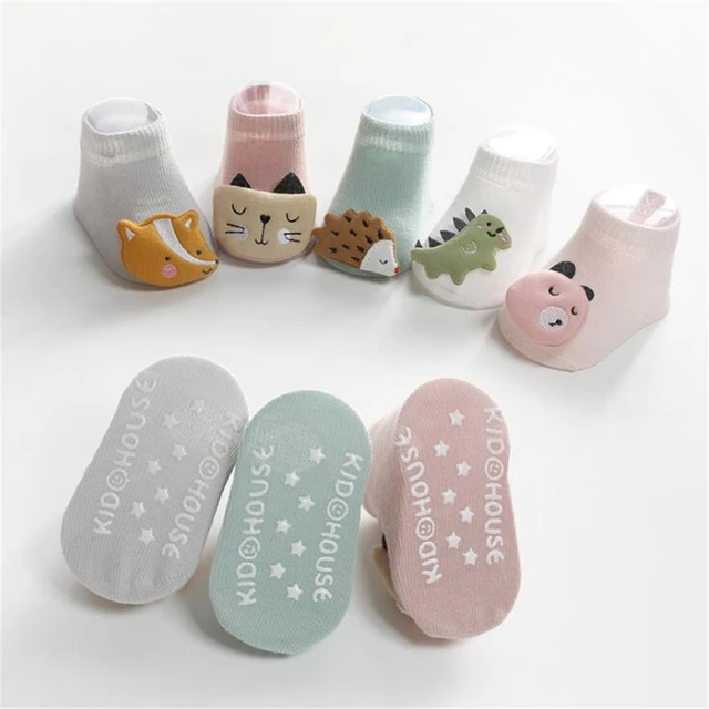 Chaussettes antidérapantes pour bébé, en coton, motif Animal de dessin  animé, nouveau-né, automne et hiver