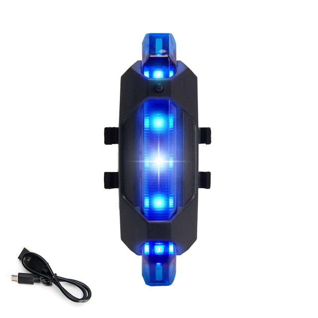 USB Rechargeable Bike Light MTB Bicycle Front Back Rear Taillight Cycling Safety Warning Light Waterproof Bicycle Lamp Flashligh Only Rear Light-Blue