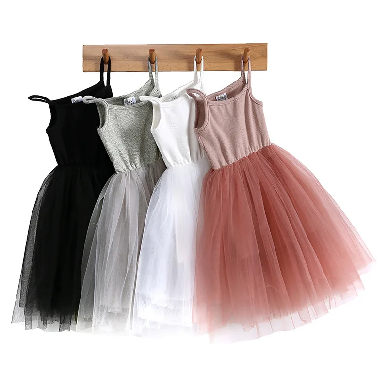 

Girls Ball Gown Princess Dress Summer Mesh Skirt Baby Toddlers Kids 80-140cm INS Strap Classic New Fashion Sleeveless