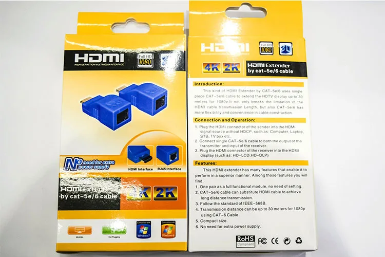 10 미니 비디오 확장기, HDMI 호환, 4K 3D HDTV, 최대 30M 익스텐션, Cat 5E/6 네트워크 LAN 이더넷 어댑터